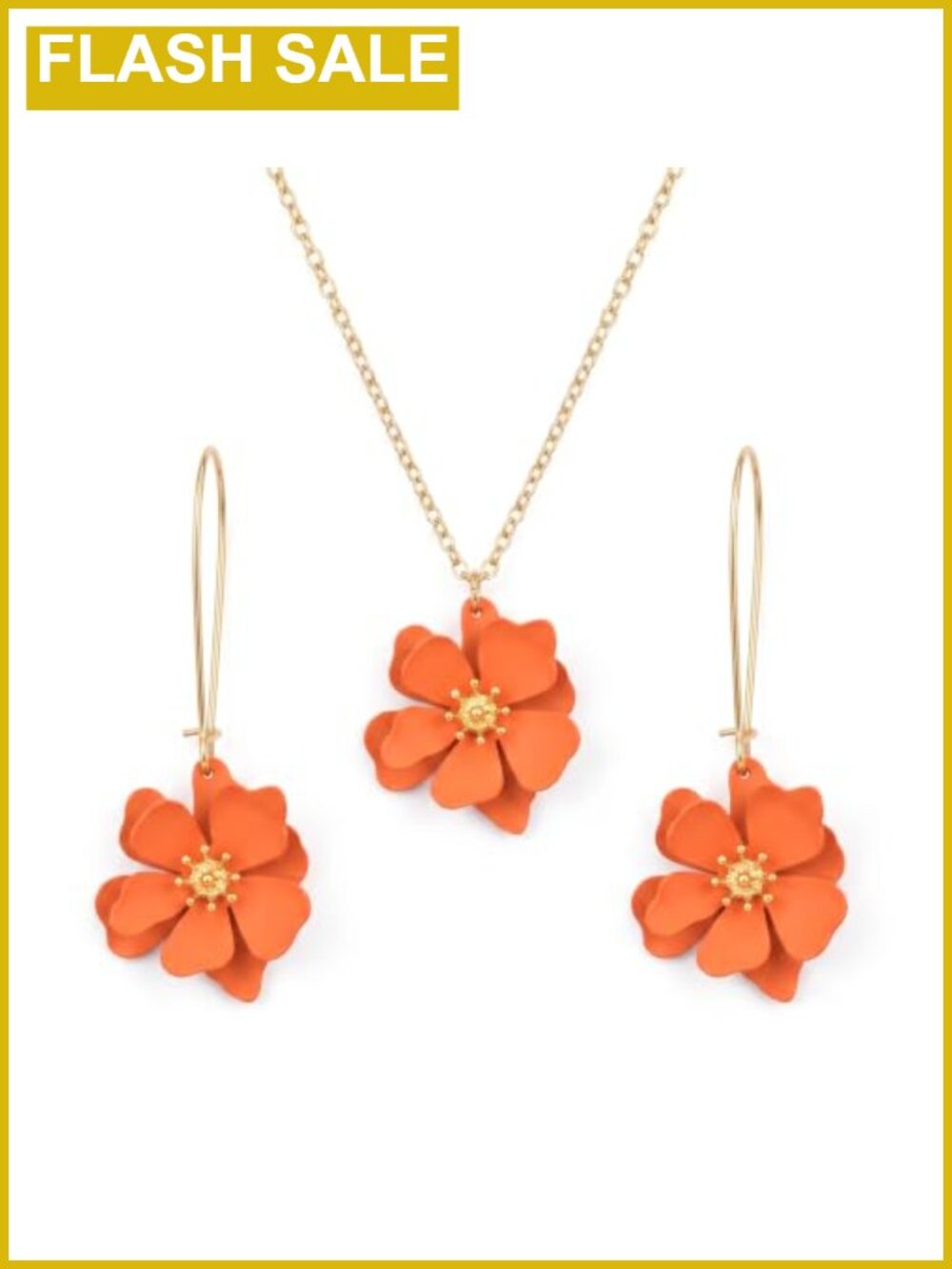 Boho Daisy Flower Jewelry Set Necklace & Earrings Matte Alloy Women